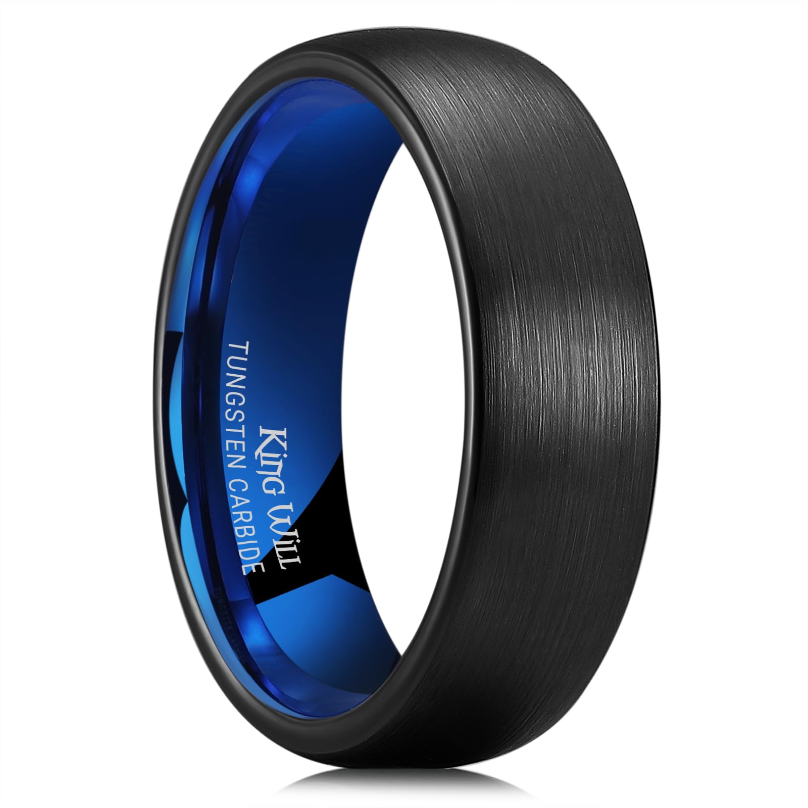 King Will Wedding Band for Men Women, 2/4/6/7/8mm Domed Matte Brushed Tungsten Carbide Rings, Solid/Dual Color Engagement Rings, Comfort Fit