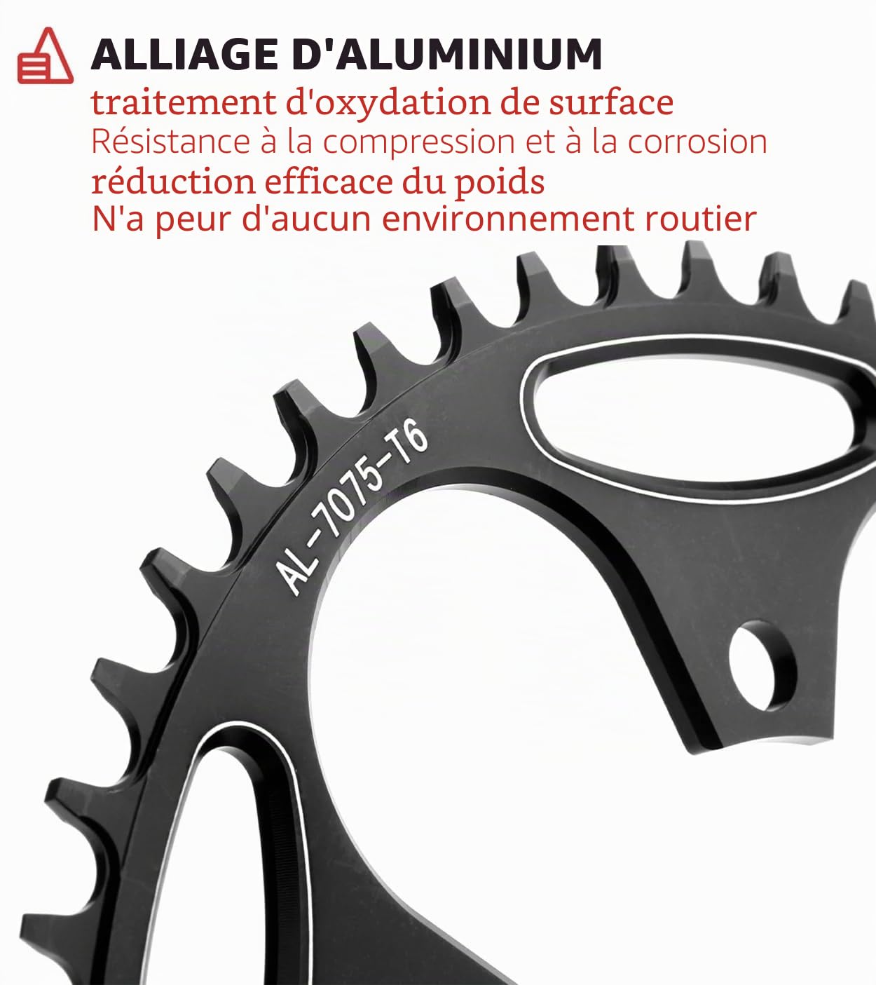 BIKECO Plateau large et étroit pour vélo 110/130BCD 5 vis Plateau rond 36/38/40/42/44/46/48/50/52/54/56/58/60T pour vélo de course VTT 9, 10, 11 vitesses
