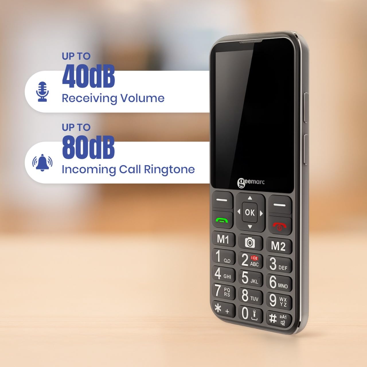 Geemarc CL8600-4G - Teléfono móvil para Personas Mayores con Teclas Grandes, función SOS y Botones de Memoria de un Solo Toque, Compatible con Bluetooth y audífonos, para Personas con discapacidad