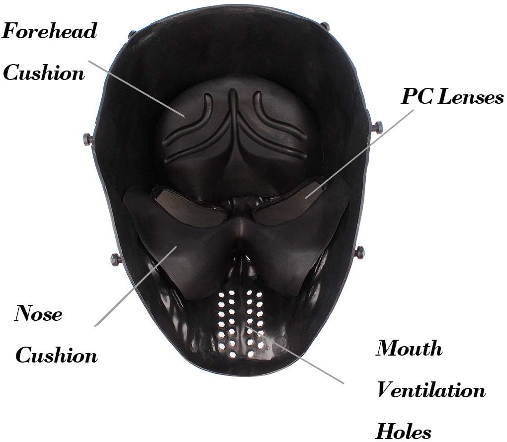 Skull Full Face Airsoft Mask with PC Gray Lenses Army Fans Supplies M06 Tactical Mask for Halloween Paintball Airsoft CS Game Cosplay and Party Silver-Gray : Sports & Outdoors