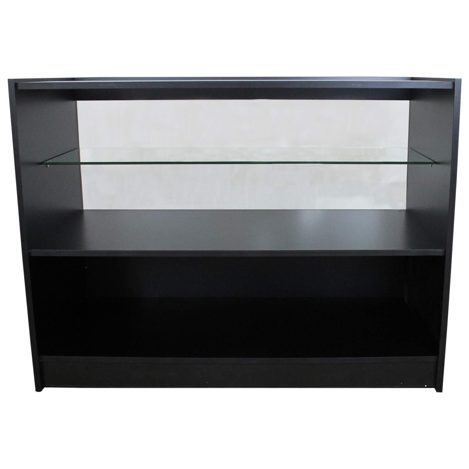 MonsterShop - Gemini Set 3 Mostradores Mesas de Recepción Mueble Oficina Mostradores Peluqueria Comercial Expositor| Negro | 120cm (Anchura) x 60cm (Profundidad) x 90cm (Altura)