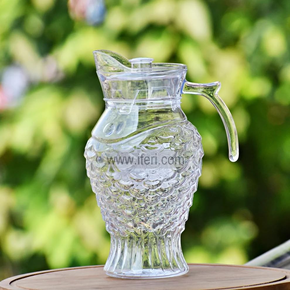 Image of Martvia Premium Juice and Water Glass Pitcher jug with Lid 1.8 Liter Romantic Style jugs with Handle Pitcher for Serve Water, Milk Juice, Lassi, Cocktail, Ideal for Gift Beverage Carafes (NP - 29)