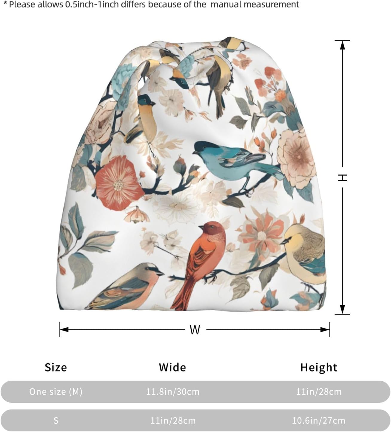 (Japanese Pine & Birds) Multi-Functional Convertible Brimless Hat for Daily Outdoor Travel Use -