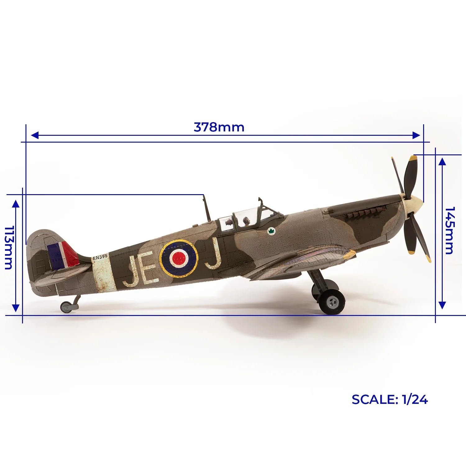 Occre Supermarine Spitfire Mk IXc EN398 – Zweiter Weltkrieg – Maßstab 1/24 – Bausatz aus Holz und Metall