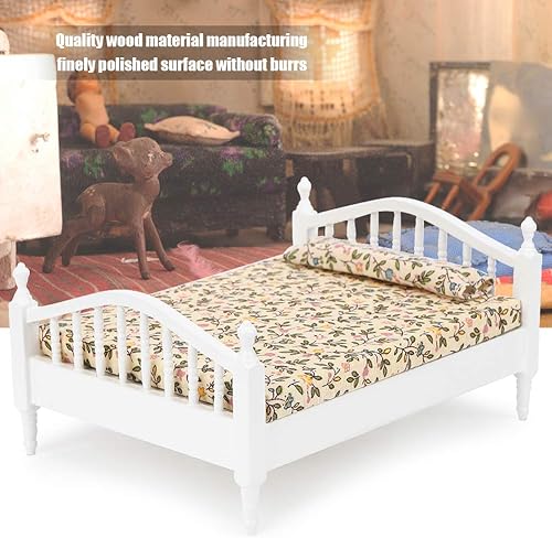 Miniatura 2 de 112 Mini cama de casa de muñecas de madera pulida casa de muñecas en miniatura dormitorio muebles modelo conjunto accesorio muñeca accesorios