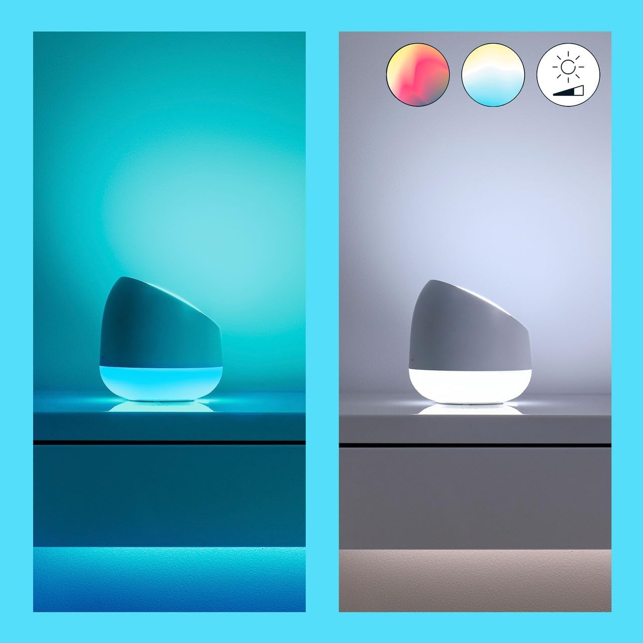 WiZ lampe à poser portable Wi-Fi couleur SQUIRE Wi-Fi 2200-6500K, Blanche, fonctionne avec Alexa, Google Assistant et Apple HomeKit