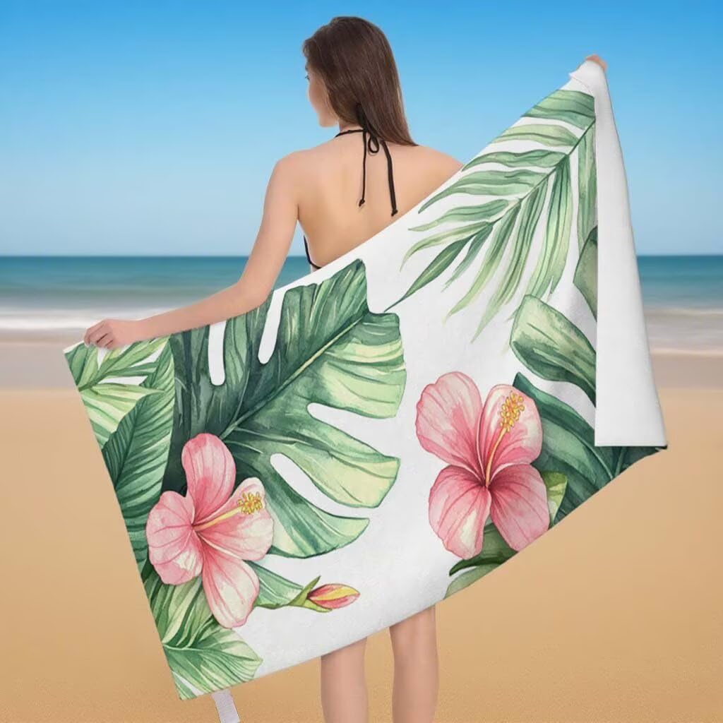 Toalla de Playa Grande 220x100cm/35x70cm, Juego de 2 Toalla Microfibra XXL de Antiarena, Toallas Playa Suave Ligera, Absorbente Secado Rápido, Beach Towel Viaje, Regalo Mujer Hombre (Sencillez) H-91