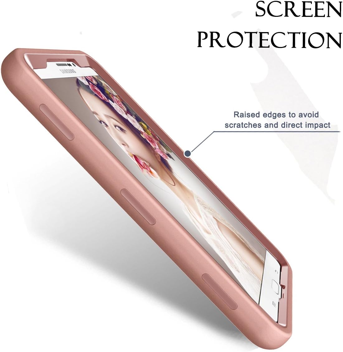 Hocase Galaxy Tab E Lite 7.0 Case, Shockproof Hybrid Silicone Rubber Bumper+Hard Shell Protective Case for Galaxy Tab E Lite 7.0 - Rose Gold Mandala Flowers
