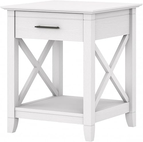 Bush Furniture Key West - Mesa auxiliar con almacenamiento en roble blanco puro disponible en Yaxa Mexico