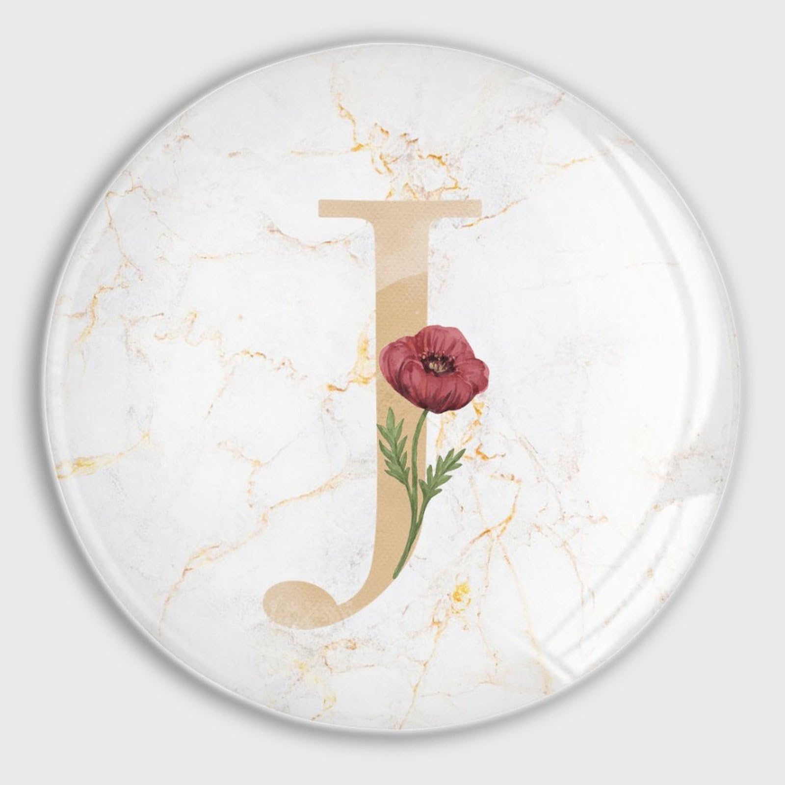 Aimants de cuisine coquelicot rouge lettre J en verre pour frigo et tableau blanc