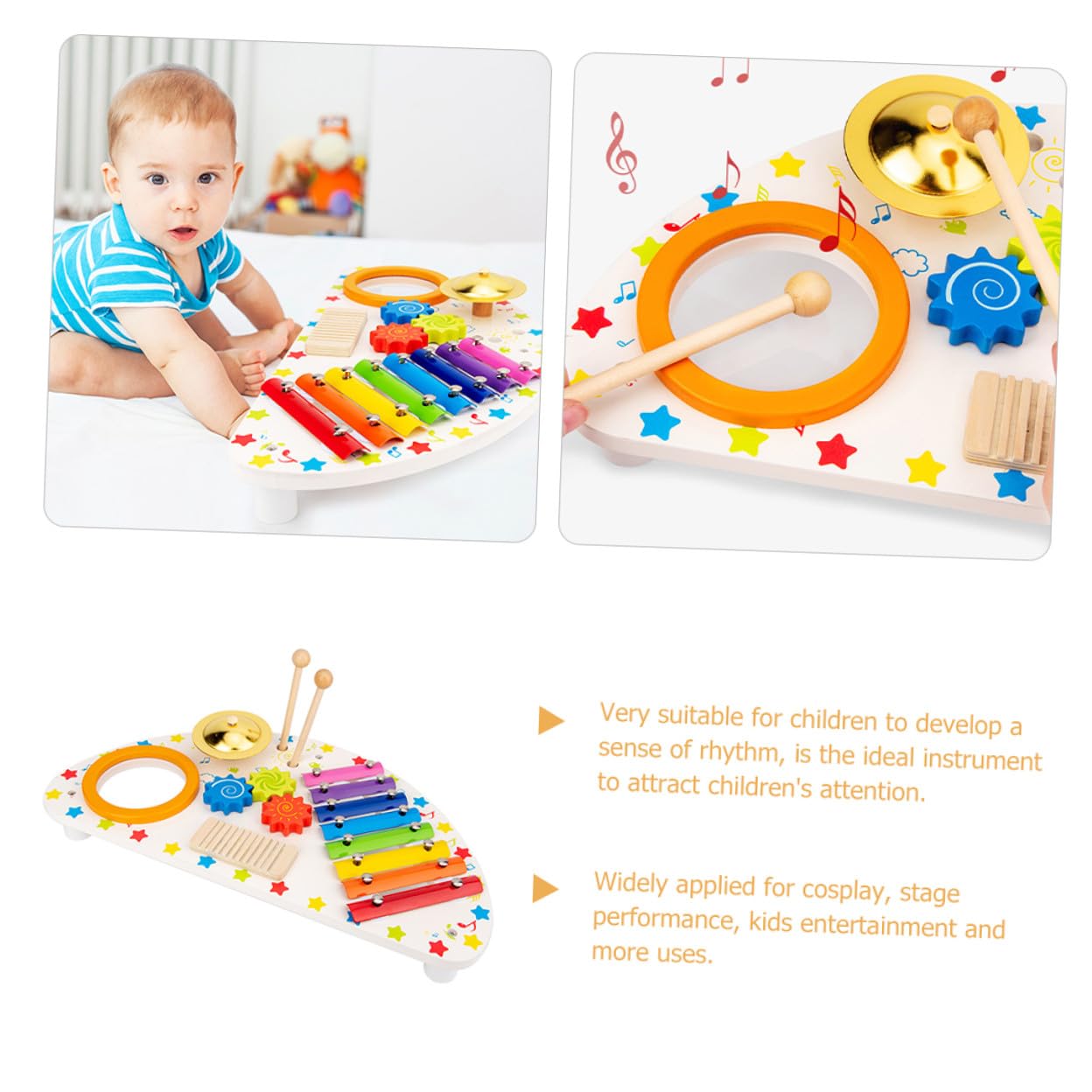 SUPVOX Xilófono de Juguete de Madera para Instrumentos Musicales Xilófono para Bebés y Pequeños Casa de Juguete