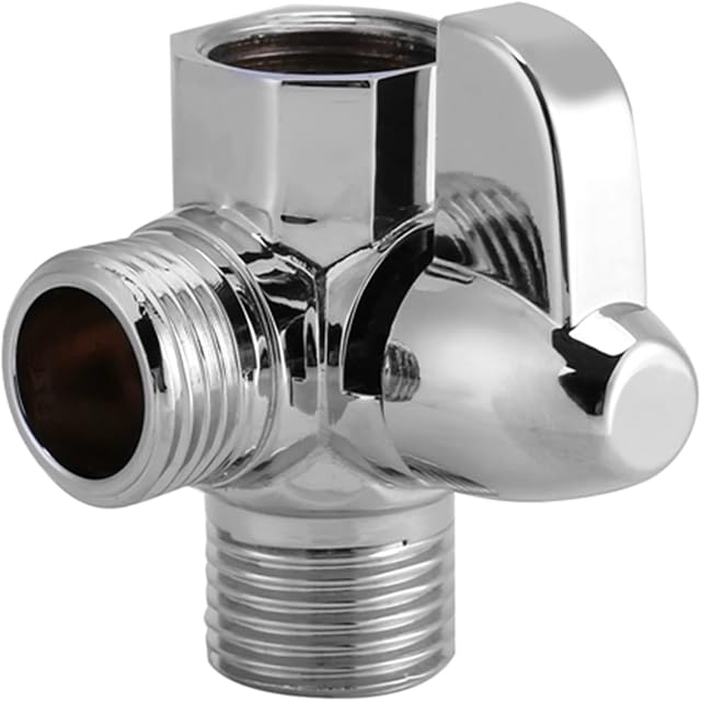 3 Way Solid Metal 3Way Brass Chrome Diverter Three-Way Shower Diverter G1/2 T Shape Adapter Valve for Shower Arm Mounted Shower Diverter Shower Arm