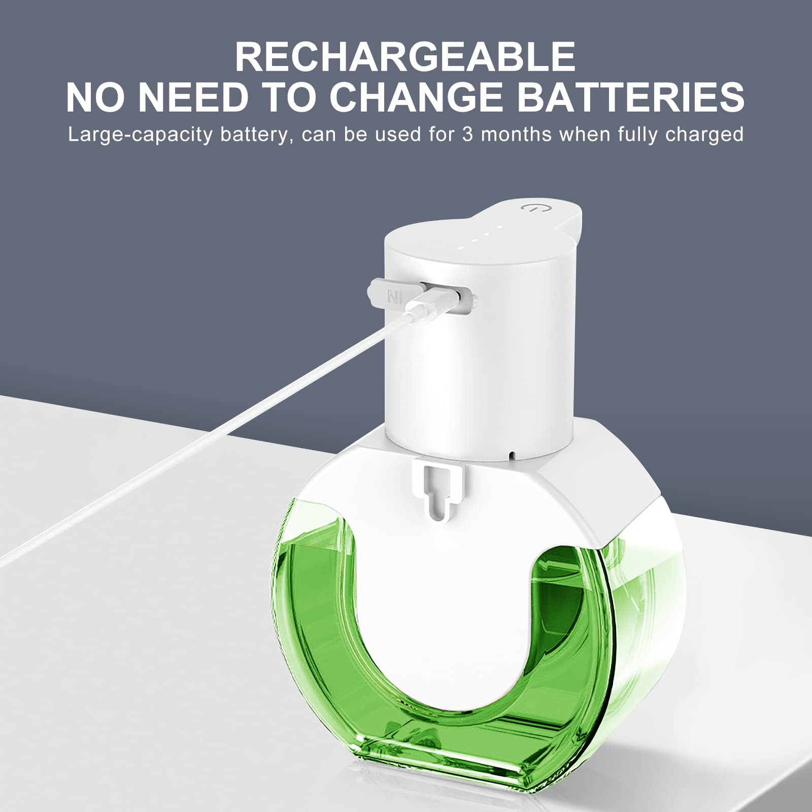 Cuteefun Automatischer Flüssigseifenspender, USB, wiederaufladbar, 4 Kontrollstufen, Seifenspender, 400 ml, automatischer Seifenspender für Badezimmer, Küche