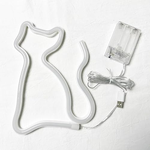 Miniatura 7 de Letrero de neón de gato, USB o 3 pilas AA, decoración de mesa con luz LED, decoración de pared para dormitorio de niñas, regalos de cumpleaños para