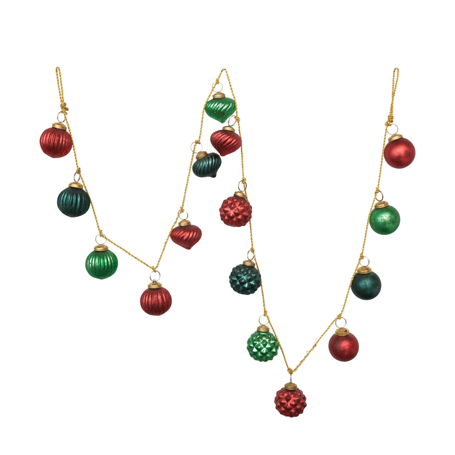 Creative Co-Op Embossed Mercury Glass Ball Ornament Garland