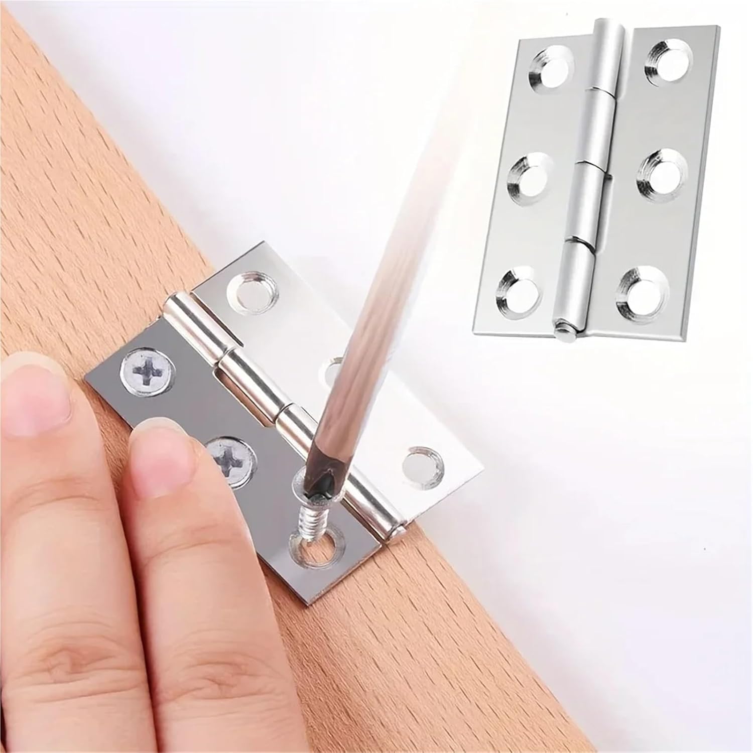 Hardware Stainless Steel Hinges Door Connector Drawer 6 Mounting Holes 10Pcs
