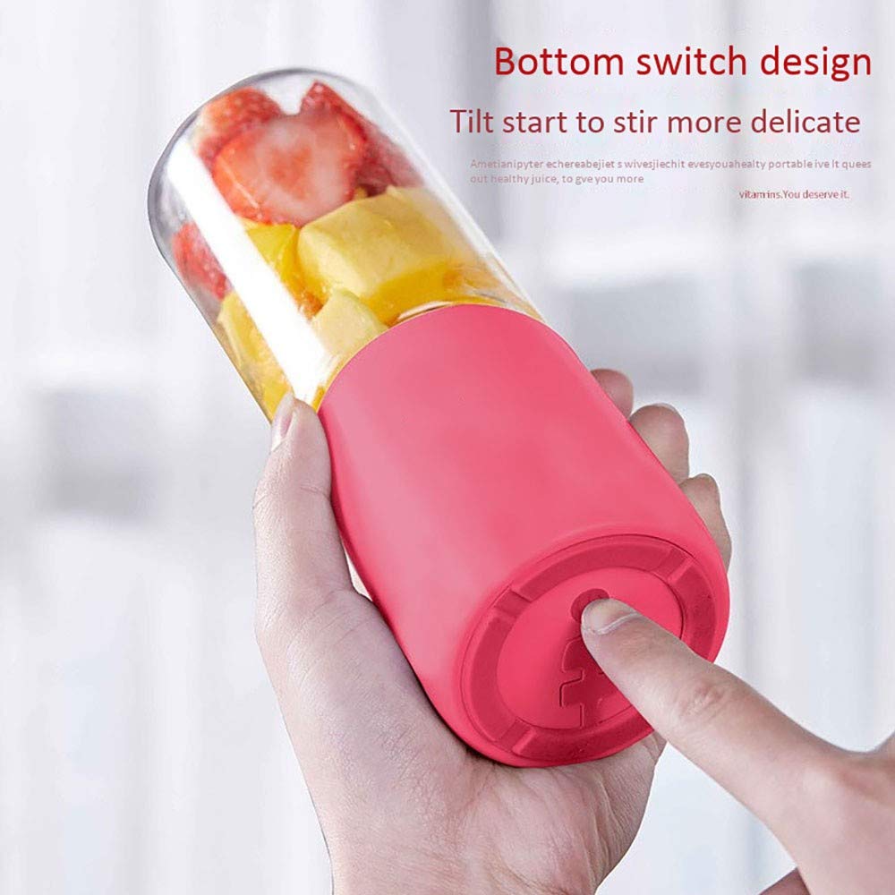 Licuadora Portátil, Mini Batidora de Vaso con 4 Cuchillas, 400ML Juicer Smoothie Maker USB Recargable Batidoras de Vaso Individuales para Fruta, Verdura, Smoothies, Milkshake