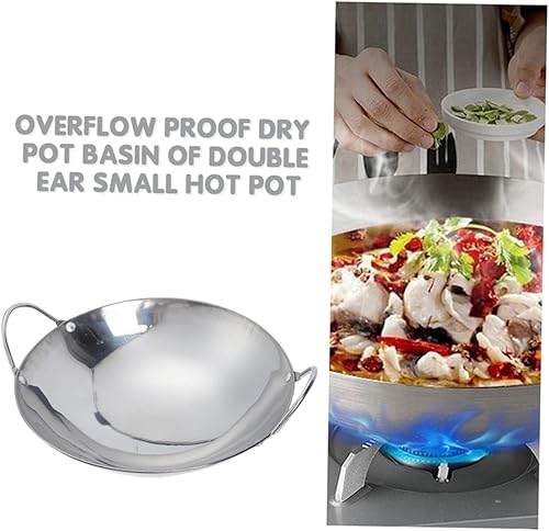 Miniatura 7 de VINTORKY Plancha de acero inoxidable, olla caliente de acero inoxidable, wok de nido de abeja, olla de cocina de doble asa, sartén para freír,