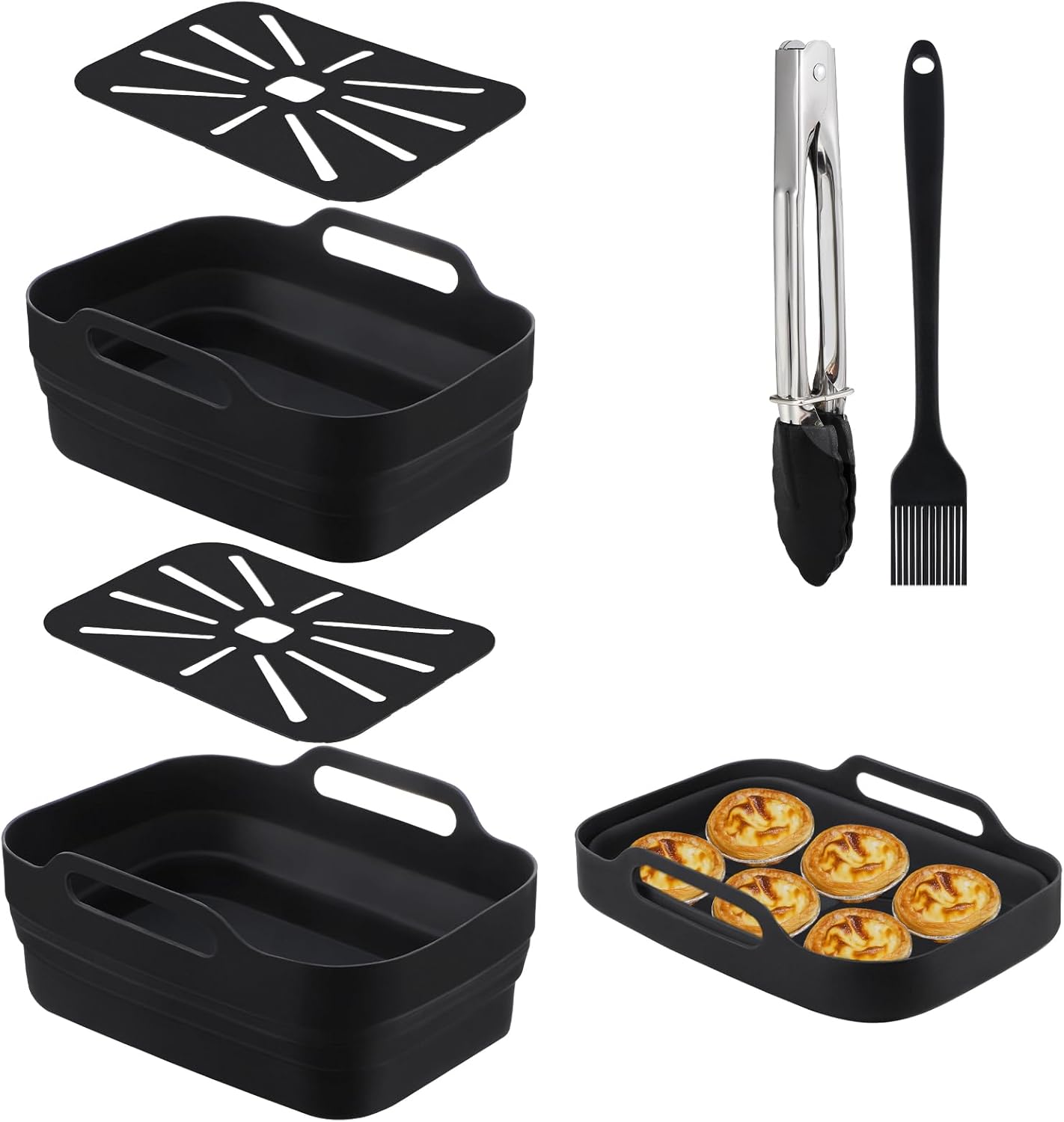 Auniq Foldable Silicone Air Fryer Liners for Ninja Dual Air Fryer