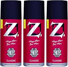 Z Magnetism Classic Deodorant Perfume for Men | Signature Woody & Musky Fragrance | Fights Body Odor & Ensures Long Lasting Freshness | Perfect for any occasion - 175ml (Pack of 3)