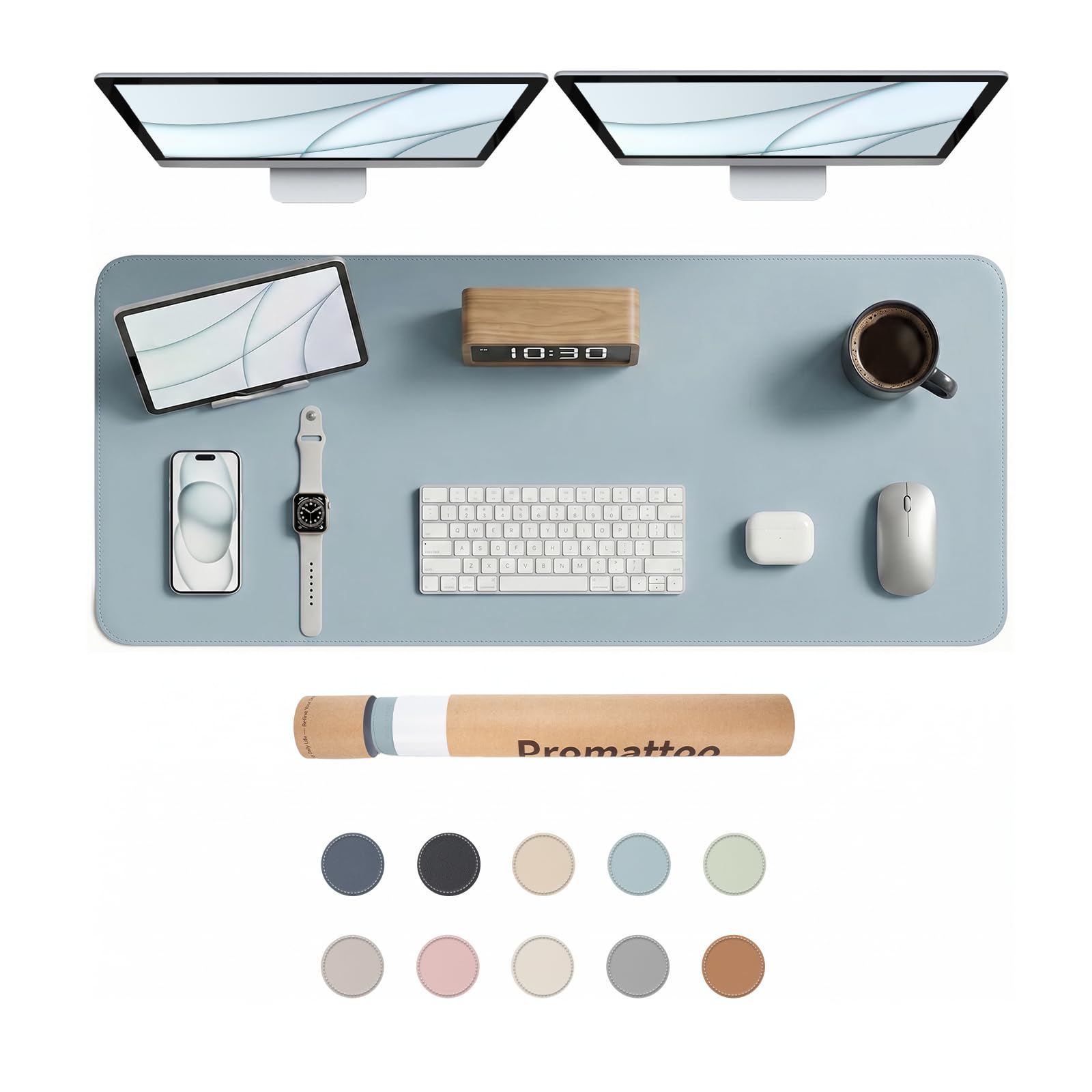 PROMATTOO Large Non-Slip Desk Mat, Waterproof Vegan Leather Desk Pad & Mouse Mat, Extended Desk Protector for Laptop, Office & Home, Smooth Writing Surface with Premium Tube Packaging (120 x 45 cm)