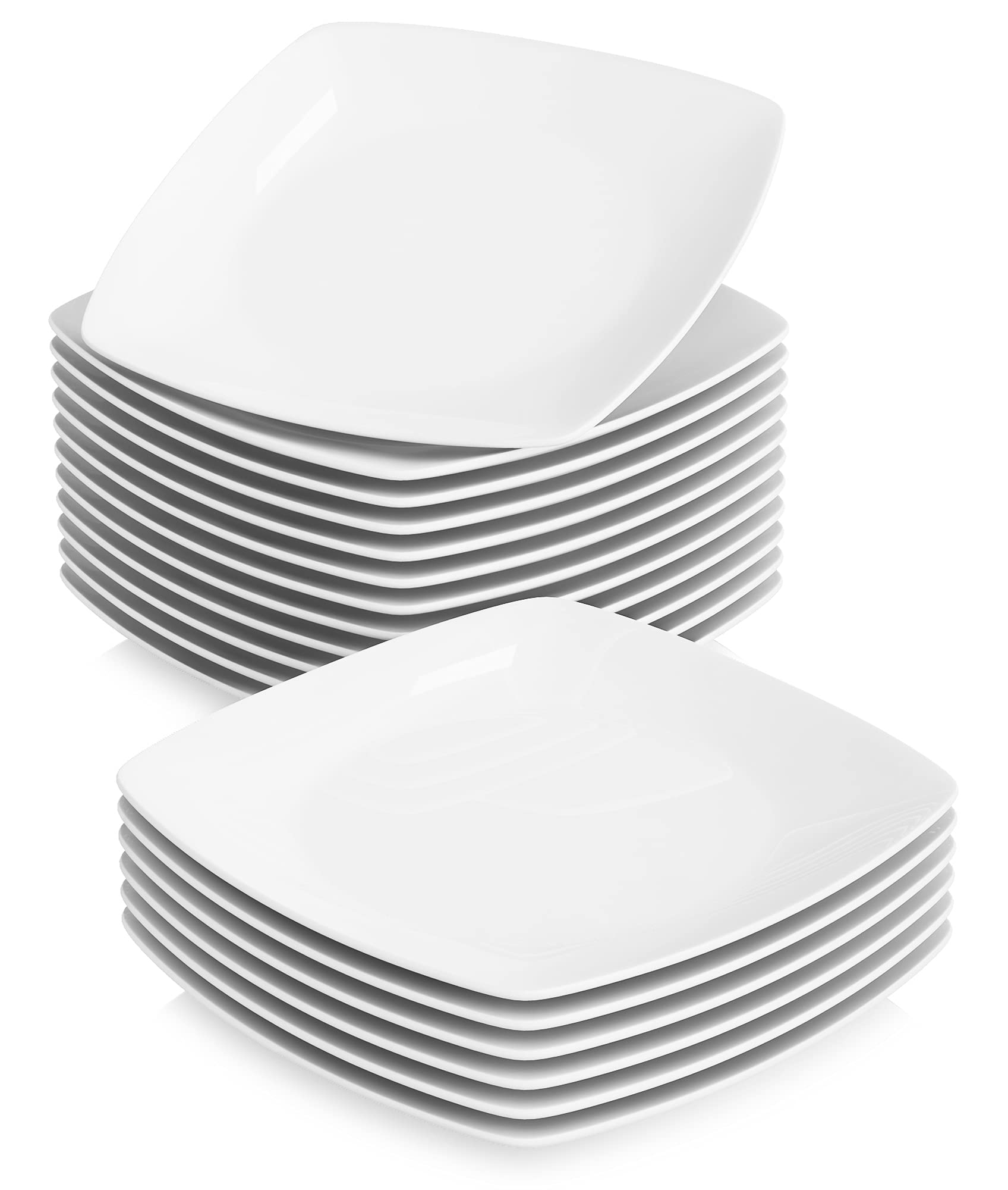 MALACASA, Serie Julia, 6 Piezas 9.5" Platos Llanos de Porcelana Plato de Cena para 18 Personas