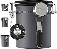 Vista 1 de Veken - Recipiente hermético para café de acero inoxidable, contenedor de almacenamiento de alimentos para la cocina con registro de fecha y cuchara