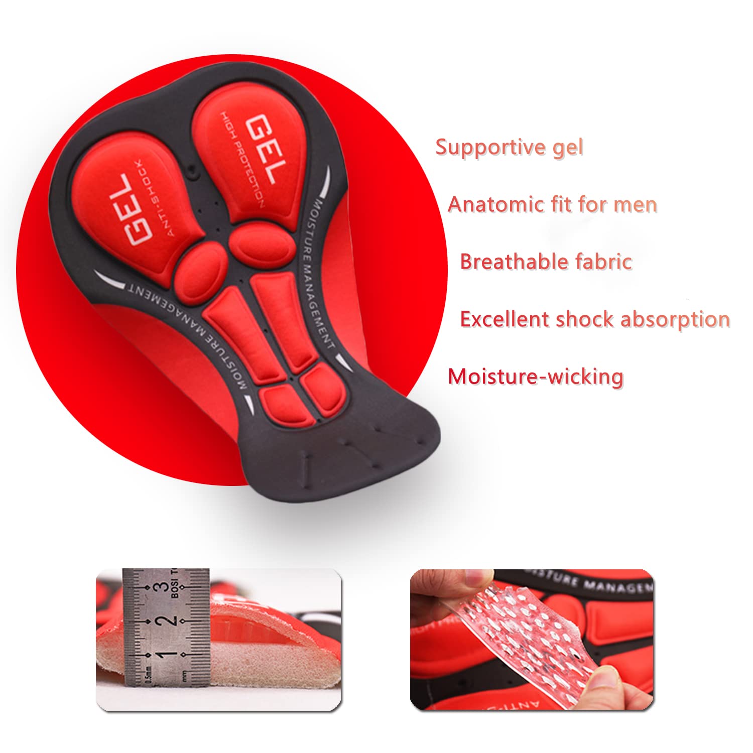 Pantalones Cortos de Ciclismo para Hombre Bicicleta Ciclismo Ropa Interior Pantalones Cortos Rspirables y Ligeros con 3D Gel Acolchado MTB Bicicleta Pantalones Cortos