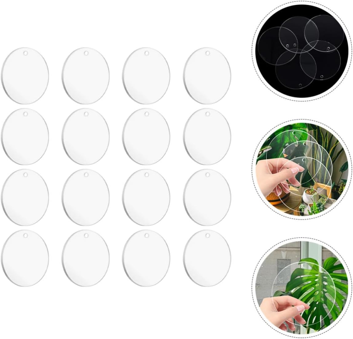 16pcs Acrylic Round Discs with Holes 2mm Thick 10cm Diameter DIY Acrylic Blanks for Crafting Hanging Ornaments and Keychain Making