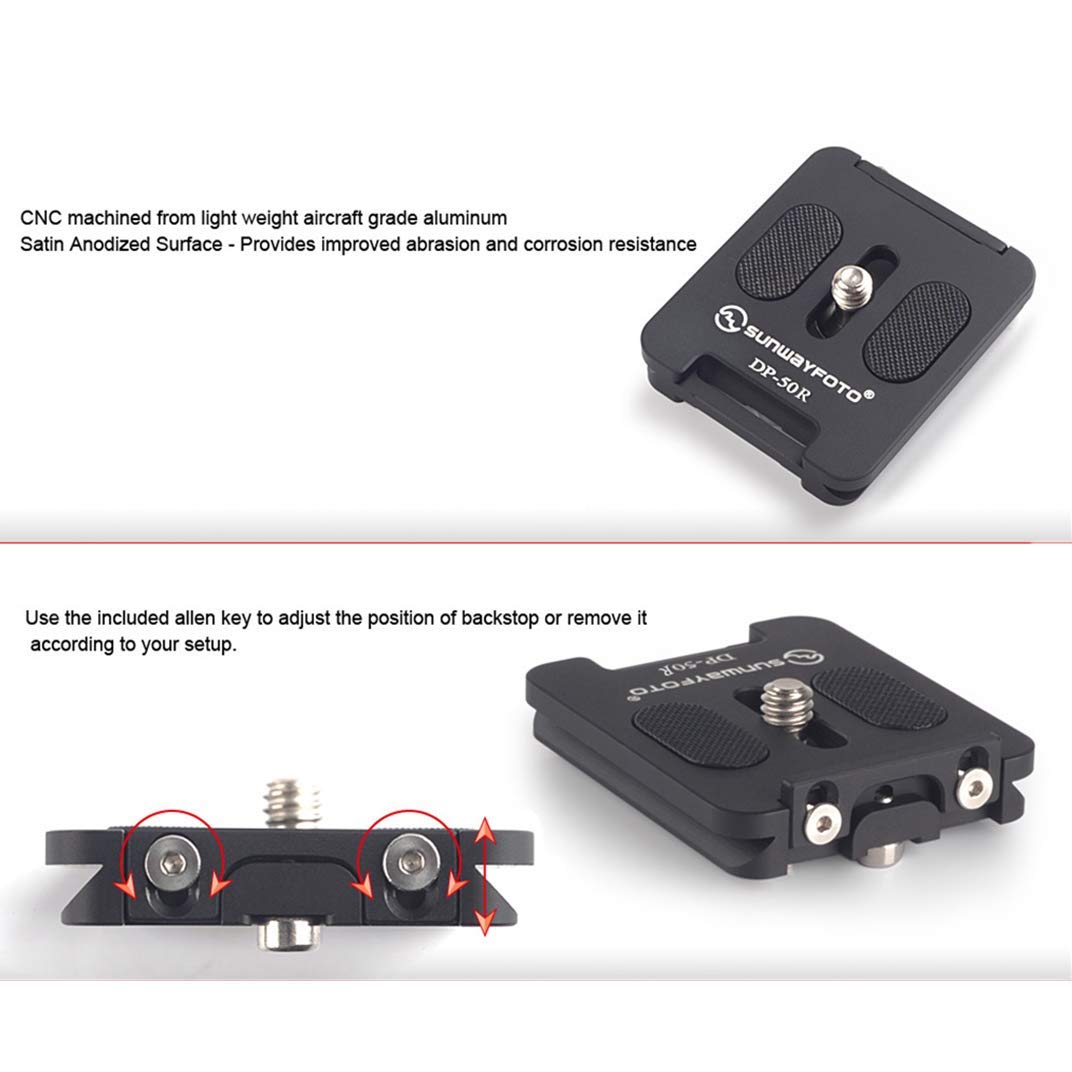 SUNWAYFOTO DP-50R Universal Arca 1/4" Vite Quick Shoe 50mm Piastra a sgancio rapido