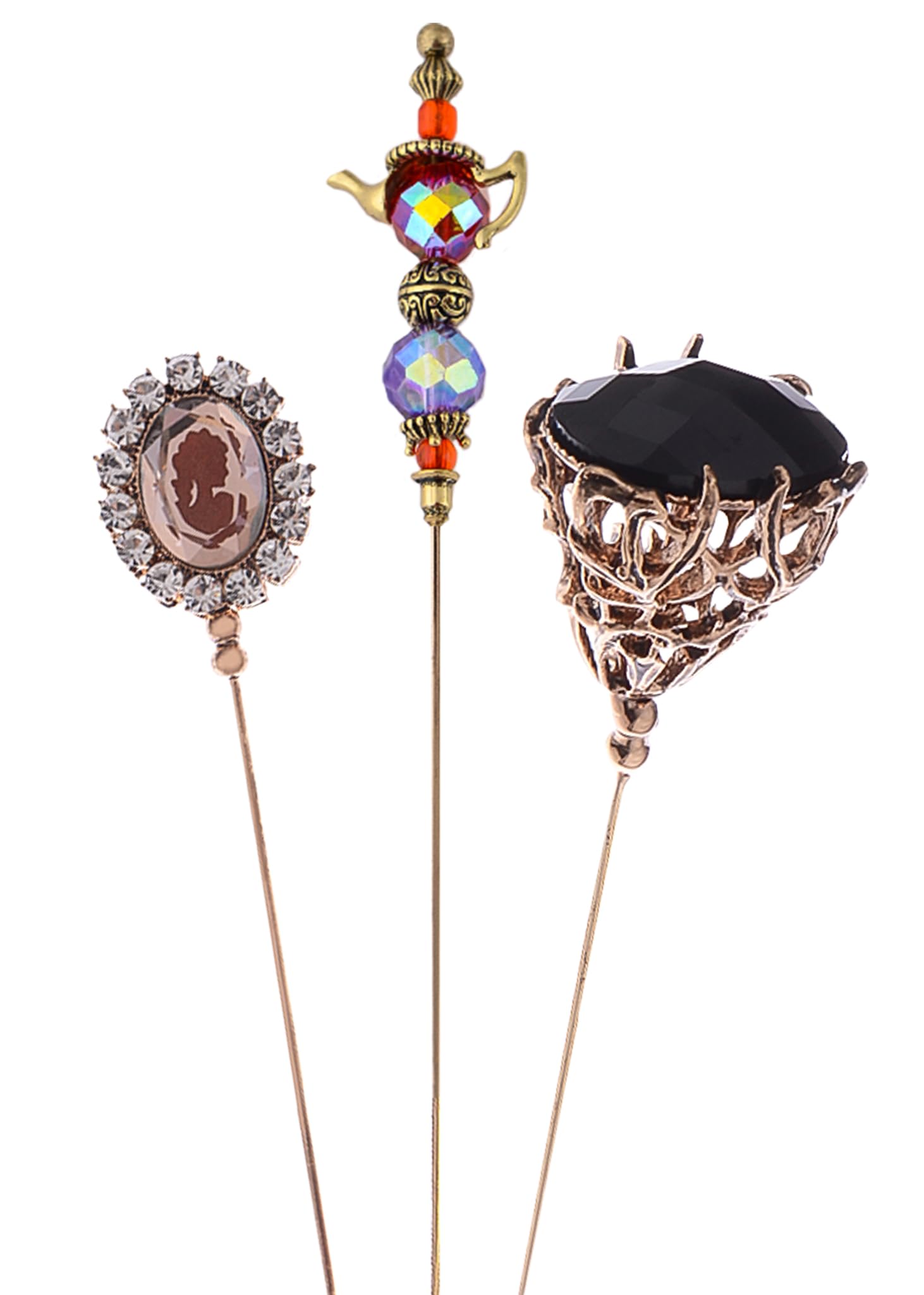 AlilangClassic 10Pcs/ 7Pcs/ 5Pcs/ 3Pcs/ 2Pcs Hat Pin Vintage Safety Pins Brooches Suit Tie Hat Scarf Set Jewelry Accessories