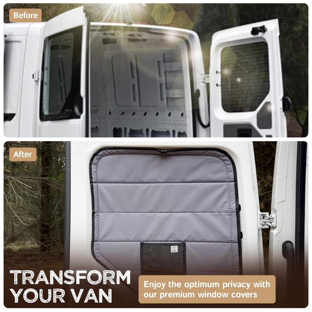 Living in a Bubble Isolierte verdunkelnde Frontscheibenabdeckungen für Volkswagen Crafter 2017 und höher (Rear Door 2017-Current)