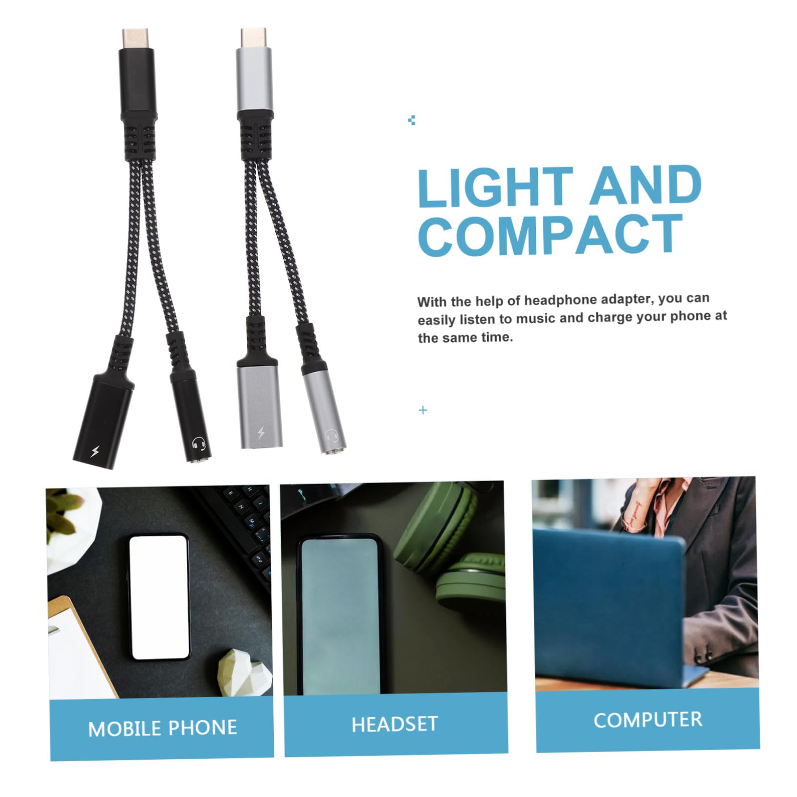 Gatuida Cable a de de Tablets Compatible Interfaz Mayoría Móviles y Adaptador Tipo C 3,5 Mm Compacto USB C, Hecho de Aleación de Aluminio para Auriculares