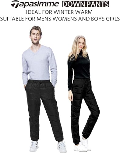 Miniatura 2 de Pantalones de Invierno para Hombre Cálidos y Sueltos de Utilidad con Relleno de Plumón, Pantalones de Nylon de Cintura Alta y Compresión para la