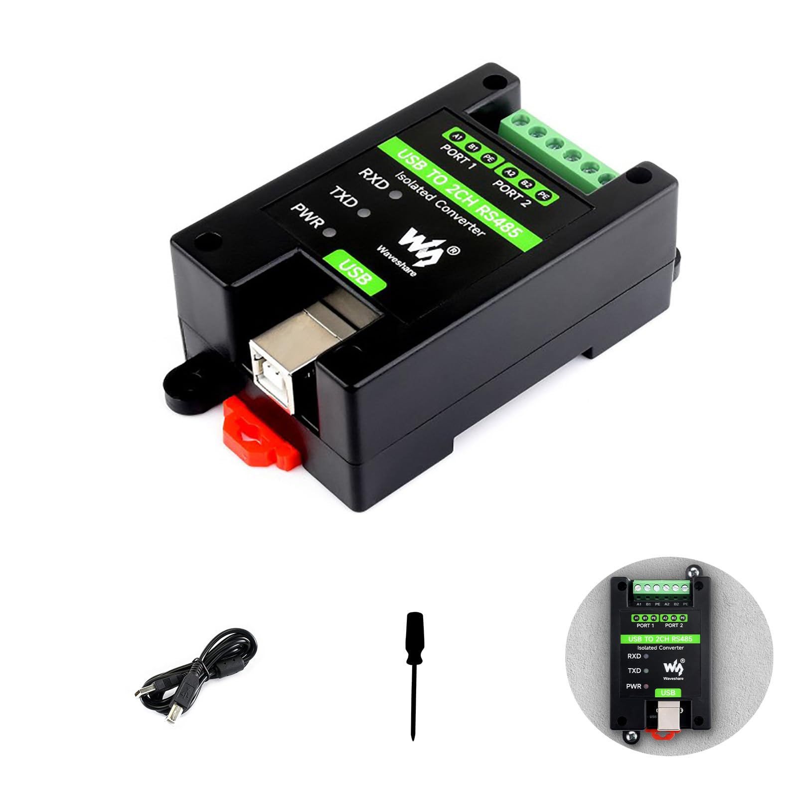 Coolwell Industrial Grade Isolated Converter USB to 2CH RS485 Onboard Original FT2232HL Chip 2-CH USB to RS485 Adapter Stable and Reliable Communication