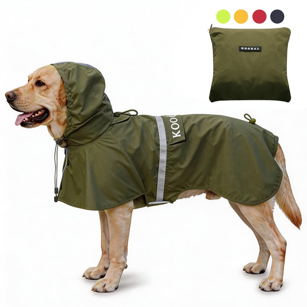 KOOGAL Pet Large Dog Raincoat Poncho