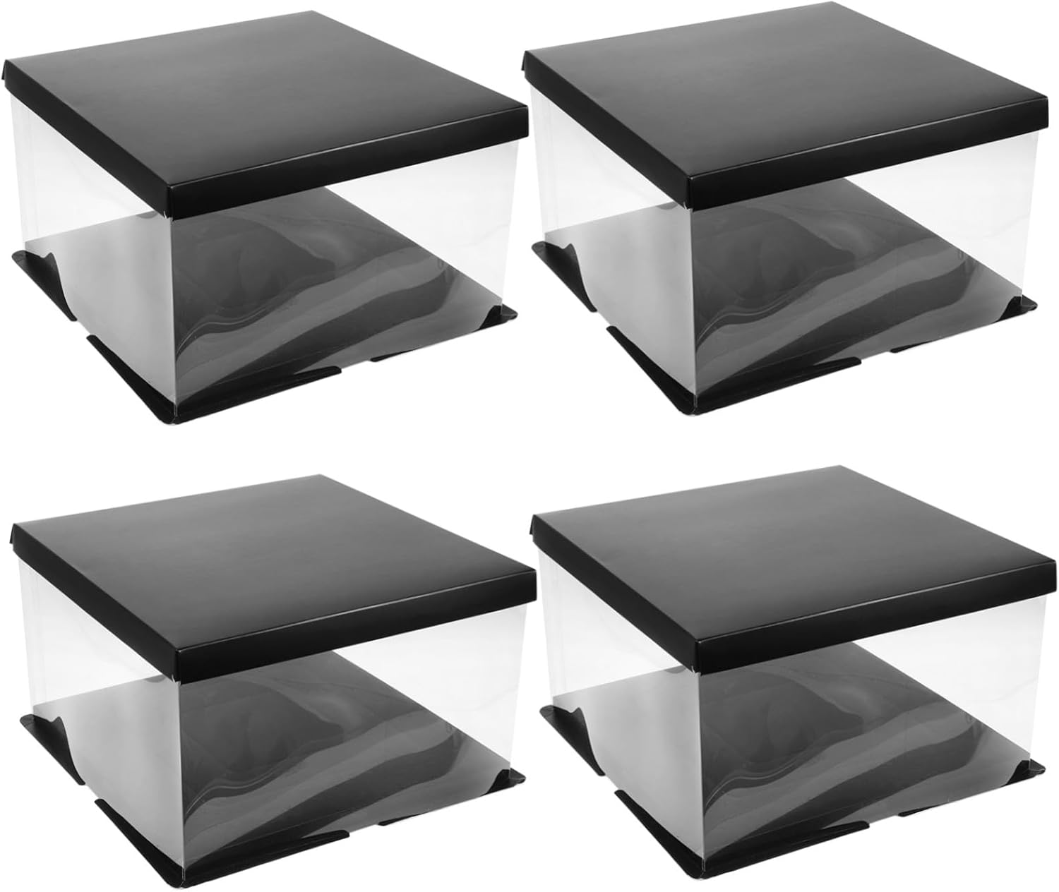 BESPORTBLE 4Pcs Clear Square Cake Boxes Portable Birthday Bakery Packaging Containers Food-safe Lightweight Dessert Carriers for Party Wedding Display