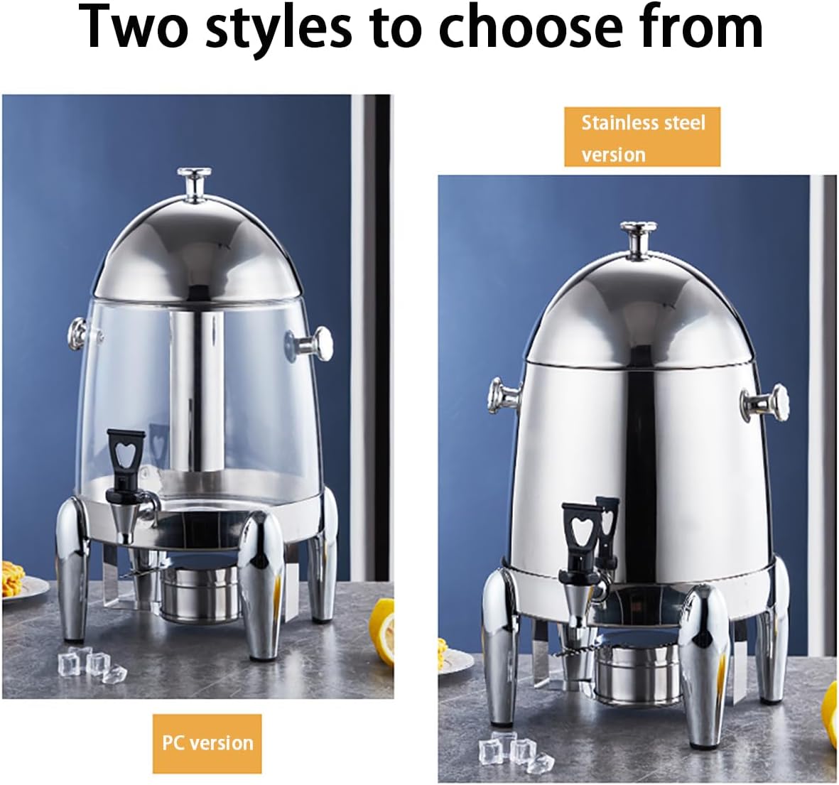 12L Beverage Dispenser Stainless Steel Coffee, Drink for Hot & Cold Drinks,Large Juice with Ice Container,Stainless Water Jar Container,B