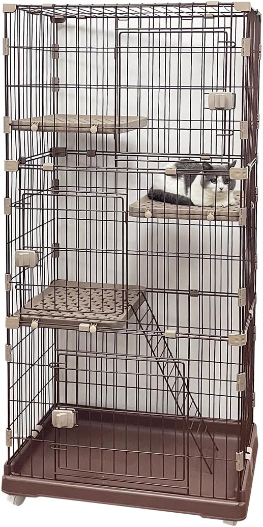 Topzoo 猫 ケージ トイレ付き 高さ143×幅107×奥行き45cm トイレ