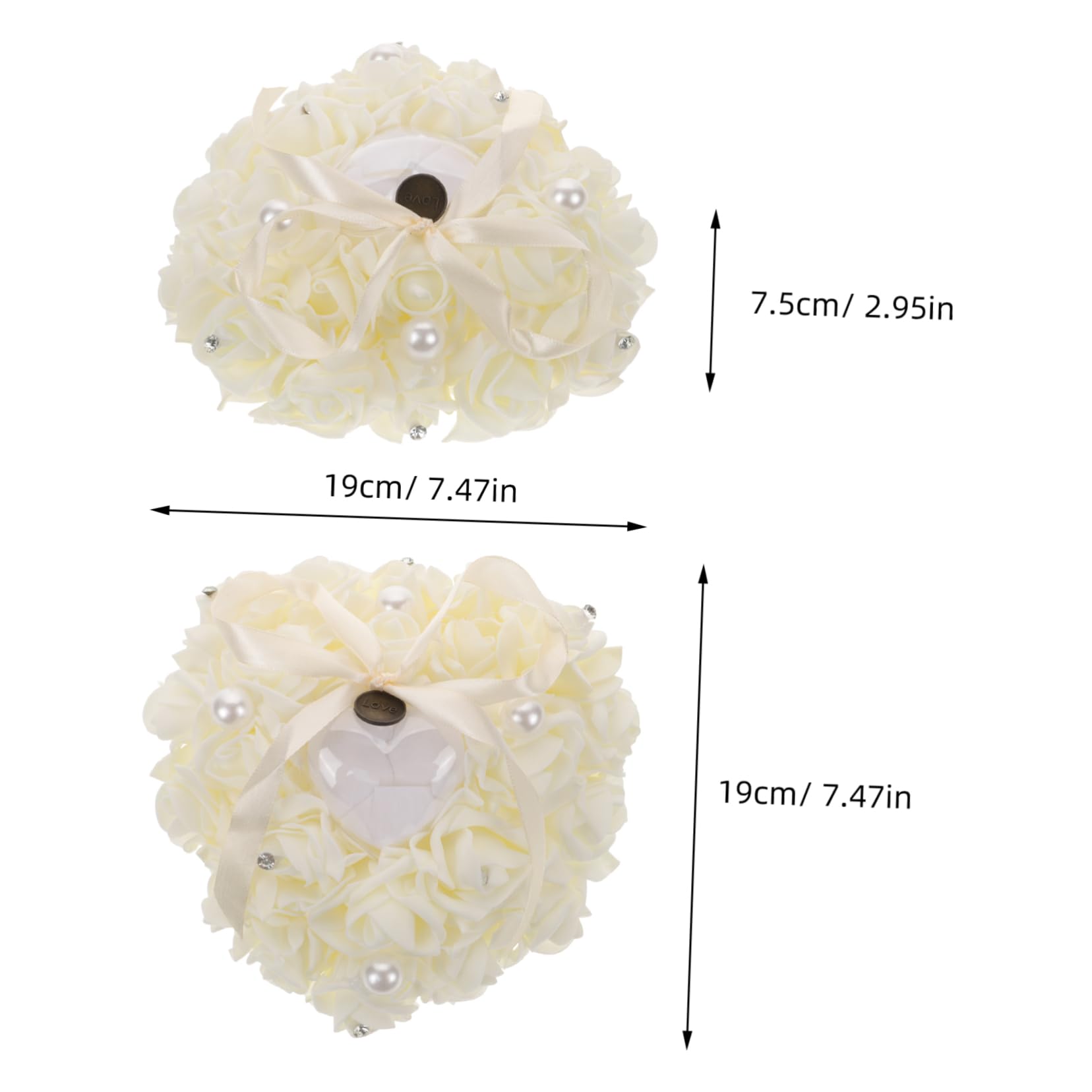 CONGARTENO Heart Shaped Wedding Bearer Cushion Delicate and Roses Decor for Wedding Ceremony Engagement Proposal and Special Occasions