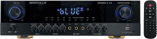 Rockville SINGMIX 5 V2 2000W Bluetooth Pro/Karaoke/Home Amplifier Mixer Receiver