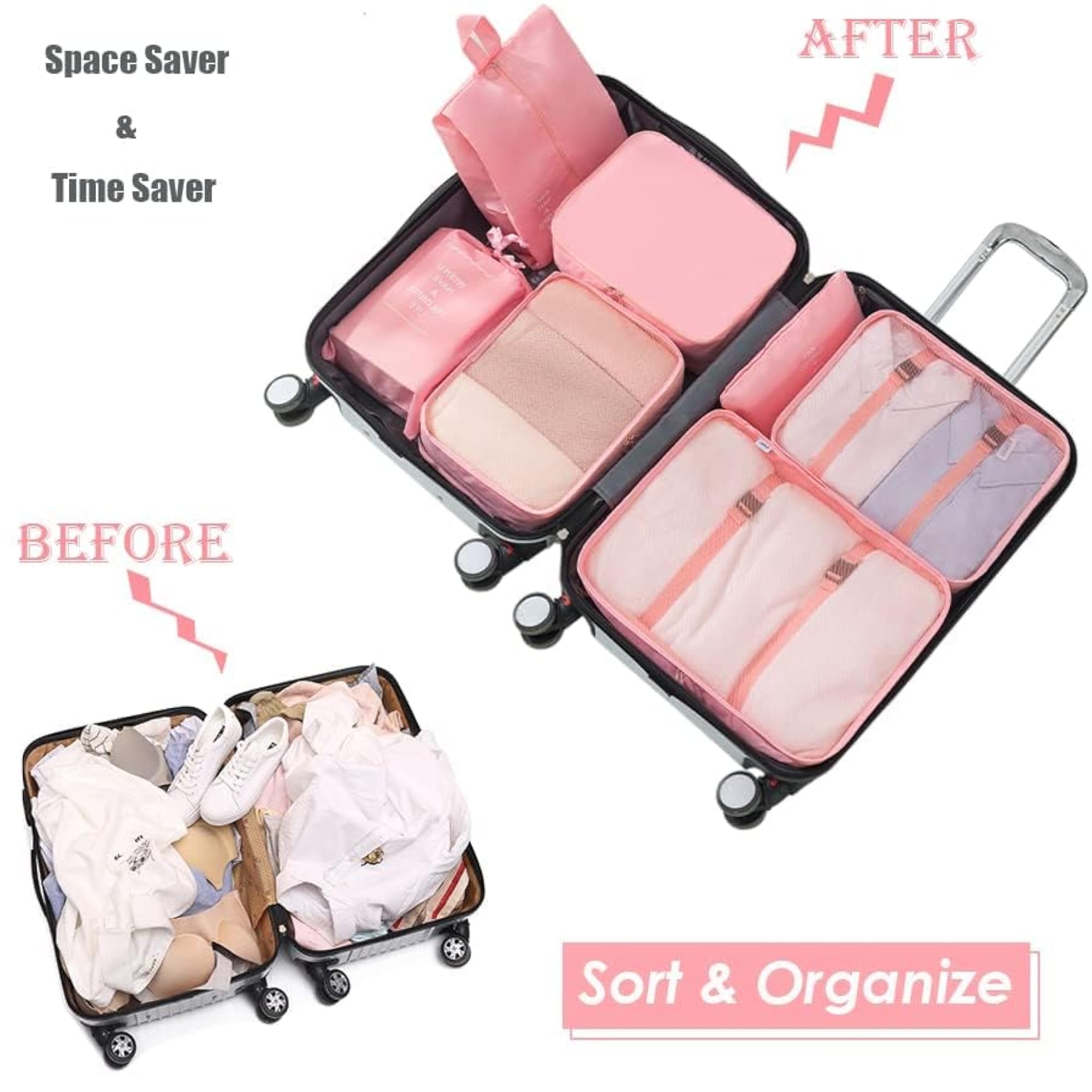 7-Piece Travel Packing Cubes Organizer Set