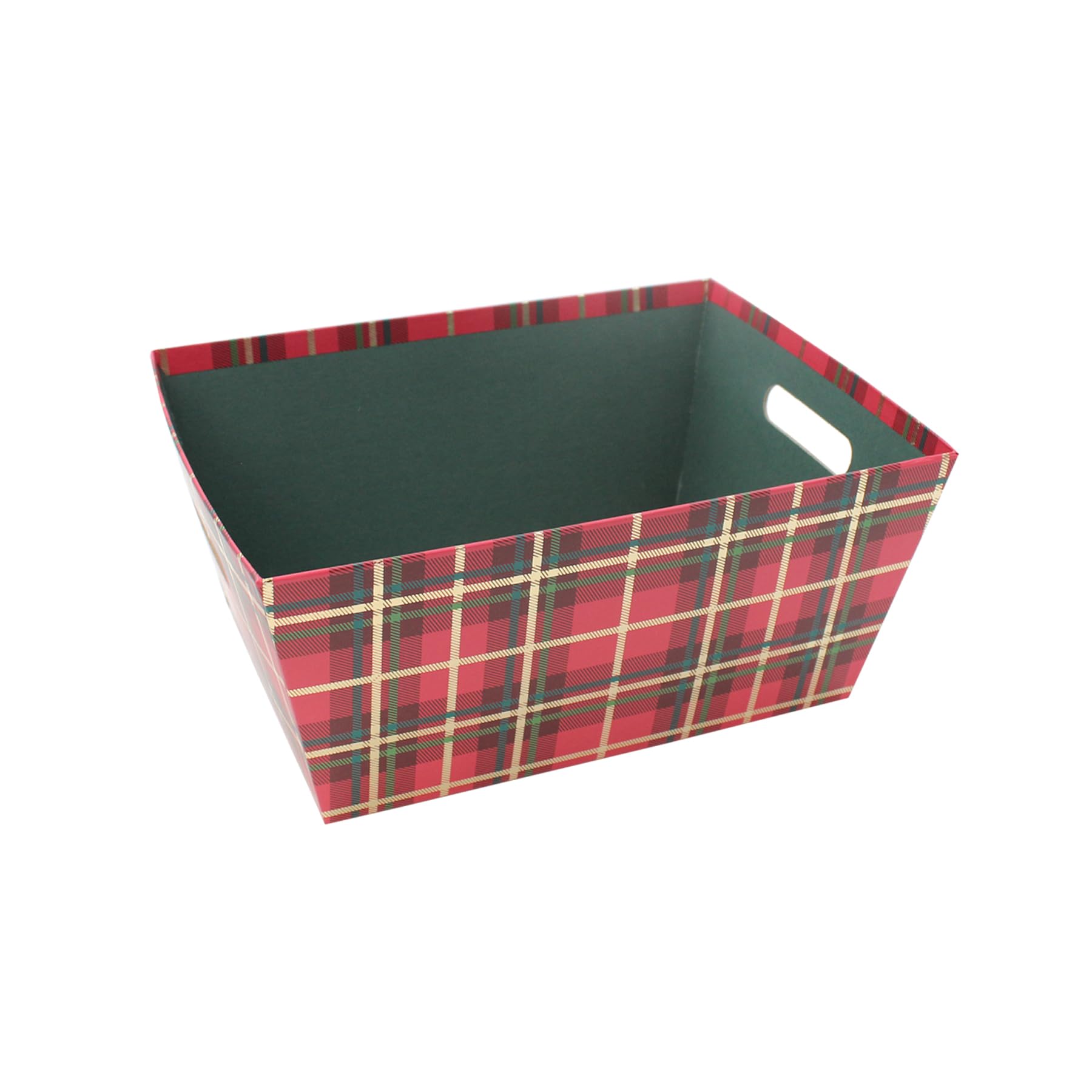 Christmas Hamper Gift Box/Basket with Tartan Design (Small 27cm x 20cm - 4159)