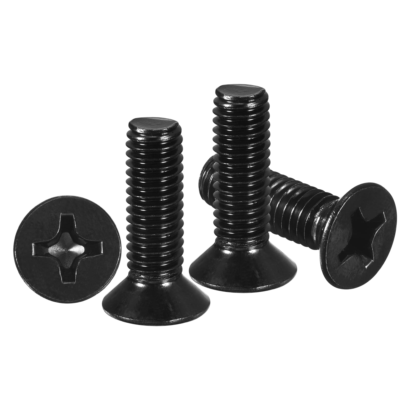 METALLIXITY Phillips Flat Head Machine Screws Bolts (M6-1x20) 25Pcs, Stainless Steel 304 Countersunk Cross Screws - for Household Indoor Maintenance Installment DIY, Black