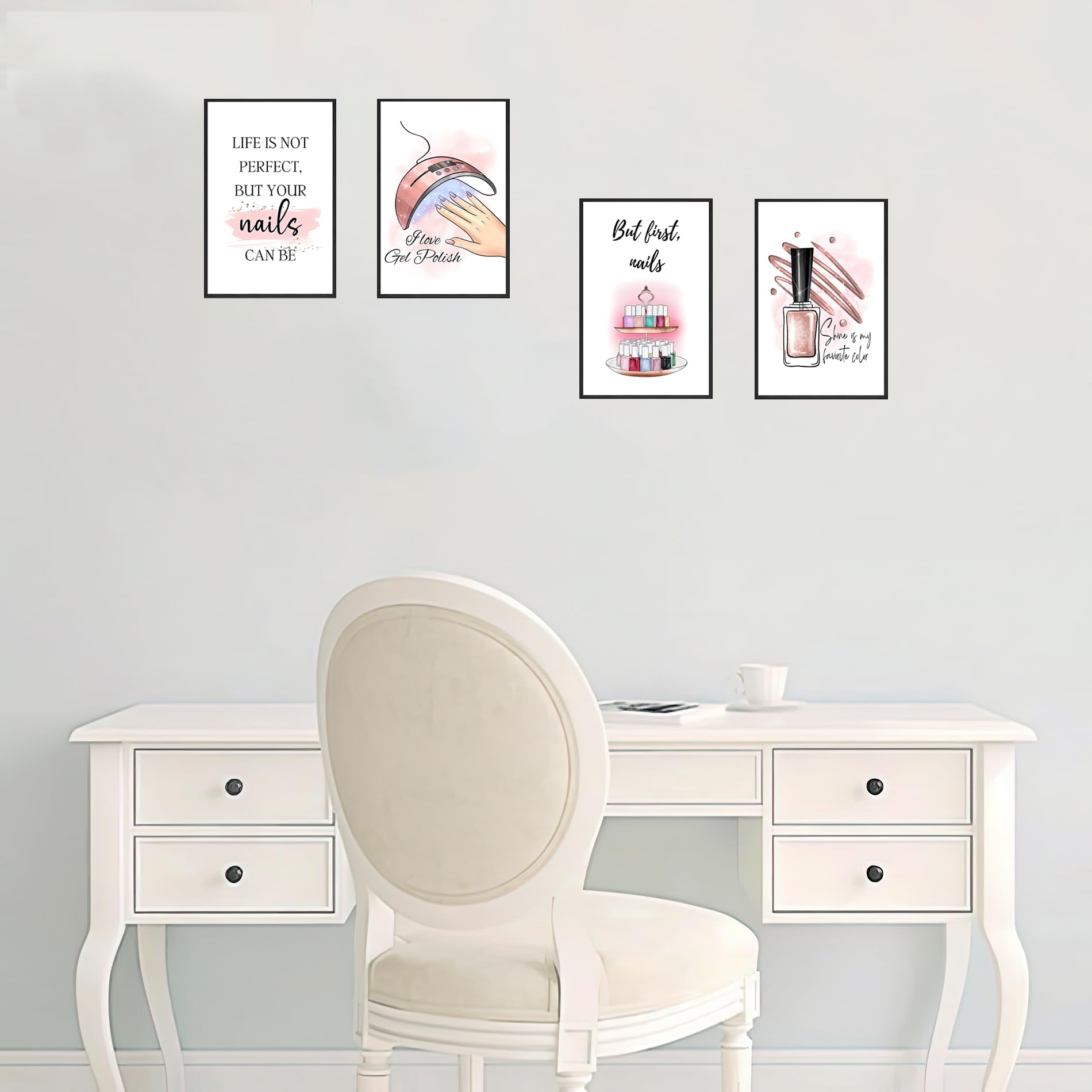 KLPOARTQ Modern Girl Room Decor, Nail Quote Poster Set including 4 Pieces Frame - Image 3