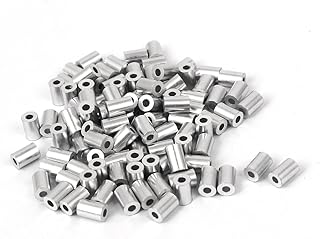 Aexit 1.2mm Hole Chain & Rope Fittings Dia Wire Rope Aluminum Sleeve Silver Tone 5mm Wire Rope Clips Length 100pcs