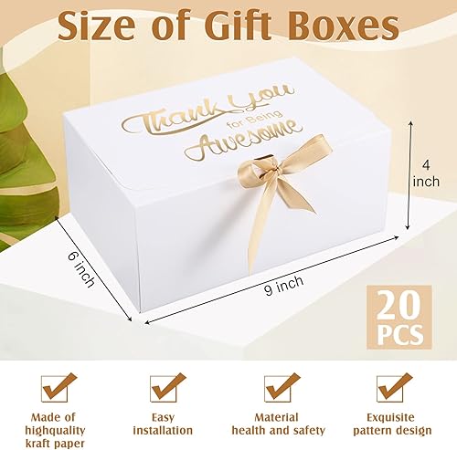 Miniatura 2 de Seajan 20 cajas de regalo de agradecimiento con tapas de 9 x 6 x 4 pulgadas, cajas de regalo de papel con cinta para el día de San Valentín, boda,