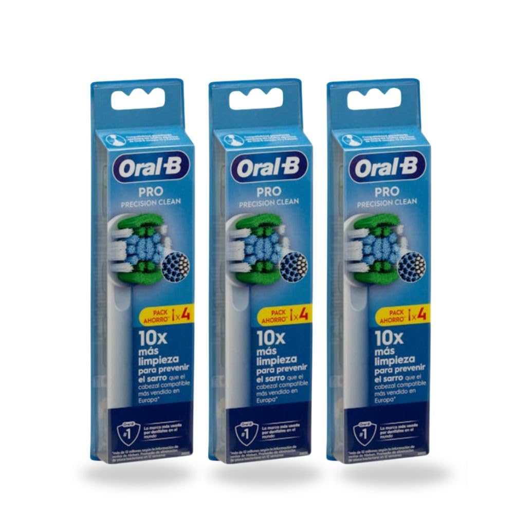 Pro Precision Clean, Recambios para Cepillo Dental Eléctrico, Pack de 3 x 4 Cabezales
