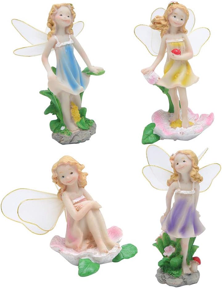 Ymiko 4PCS Garden Fairy Messengers Fairy Statue Ornament, Decoration