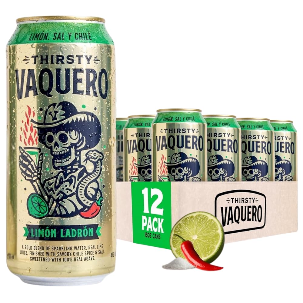 Thirsty Vaquero, Mango Habanero Flavored soda (Mango Muerte), Mexican-inspired soda, Real Fruit Juice & Savory Spices, Made with Organic Agave, Low Calorie, Natural Juice, 16 oz Cans, 12-Pack